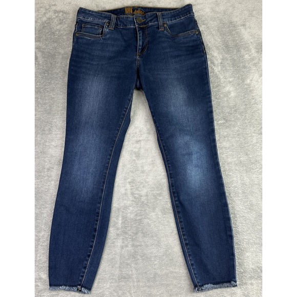 Kut From the Kloth Blue Jeans Size 6 Raw Hem Mid Rise Skinny Slim Leg - Picture 1 of 14